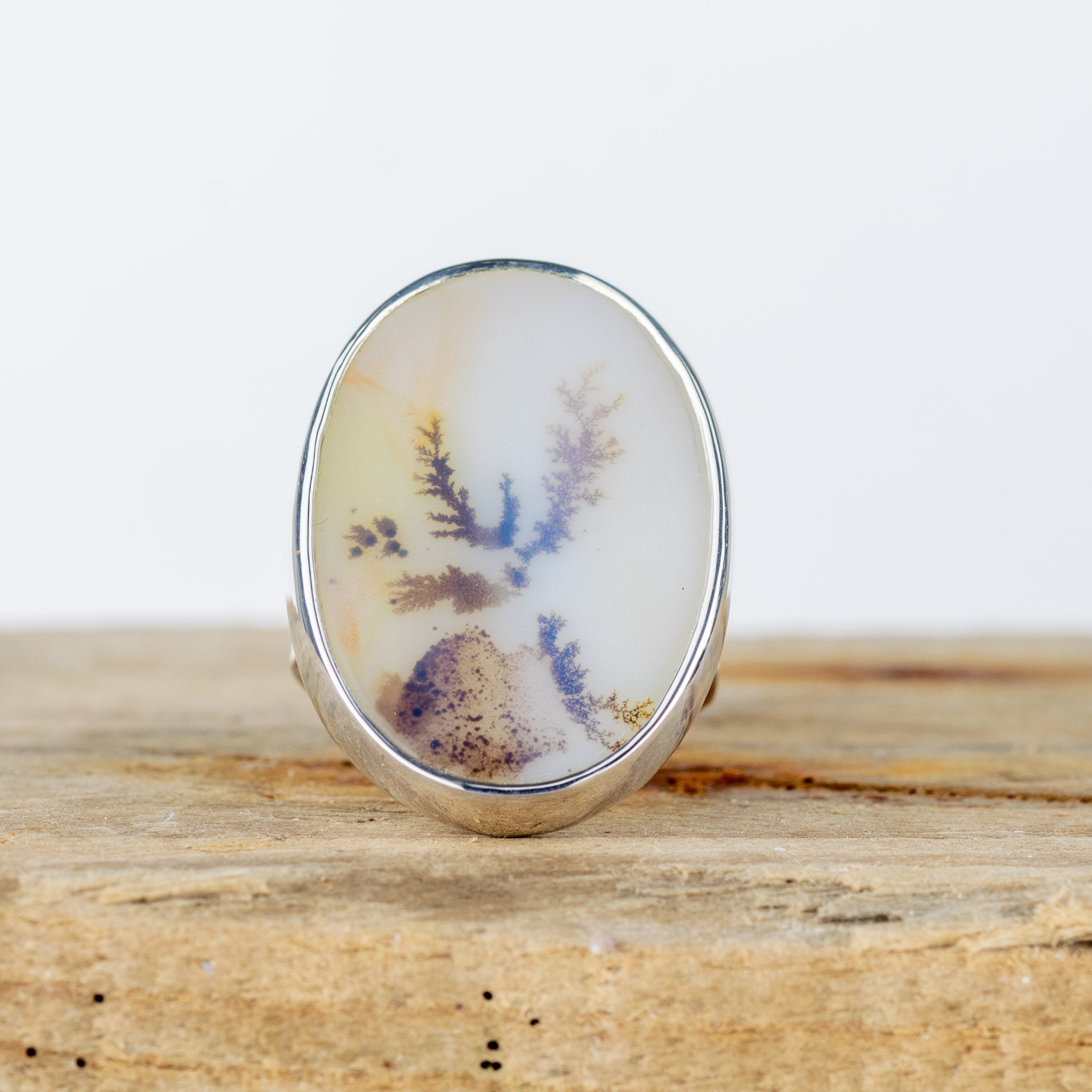 No. 277 - Silver Oval Dendritic Agate Ring - Size O – Alison Moore