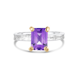 Guinevere - Amethyst Silver and Gold Statement Ring