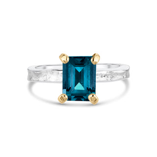 Guinevere - London Blue Topaz Silver and Gold Statement Ring