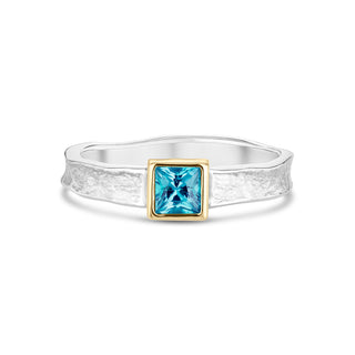 Gretel - Swiss Blue Topaz Square Storybook Ring