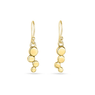 Gold Four Pebble Drop Earrings