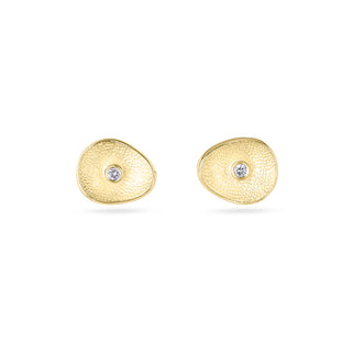 Sea Buttons April Birthstone Diamond Gold Studs