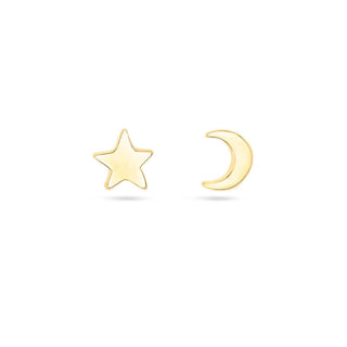 Lunar Gold Moon And Star Studs