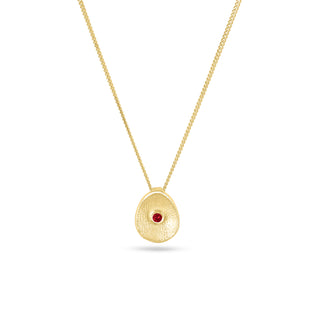 Sea Buttons July Birthstone Gold Ruby Pendant