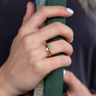 Emerald and Diamond Gold Trilogy Ring