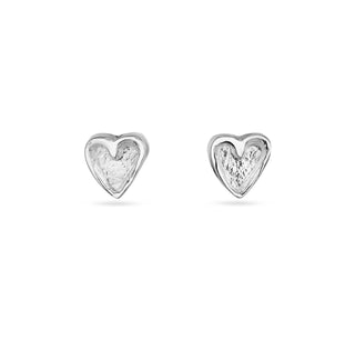 Silver Tiny Double Heart Studs