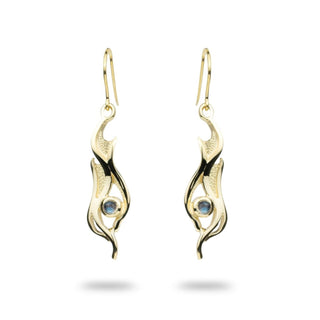 Labradorite Dancer Gold Drop Earrings