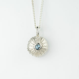 Aquamarine Silver Sea Urchin Pendant