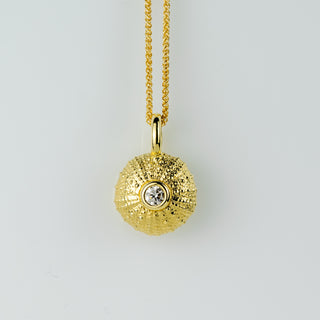 Diamond Solid Gold Sea Urchin Pendant