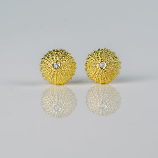 Sea Urchin Diamond Gold Studs