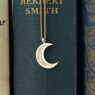 Gold Waning Crescent Moon Pendant