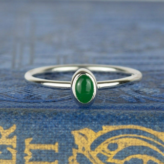 Small Oval Emerald Stacking Ring