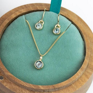 Teal Sapphire Andromeda Pendant and Drop Earrings Set