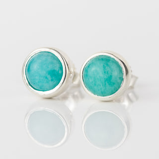 Amazonite Silver Gemstone Studs