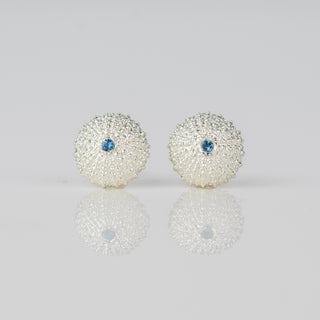 Sea Urchin Aquamarine Silver Studs