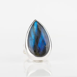 No. 247 - One of a Kind Teardrop Labradorite Ring - Size O