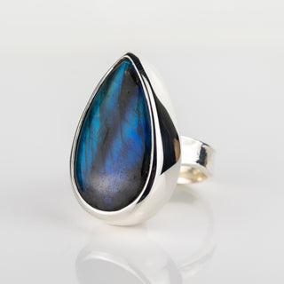 No. 247 - One of a Kind Teardrop Labradorite Ring - Size O