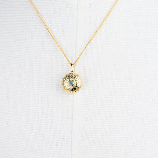 Aquamarine Gold Sea Urchin Pendant