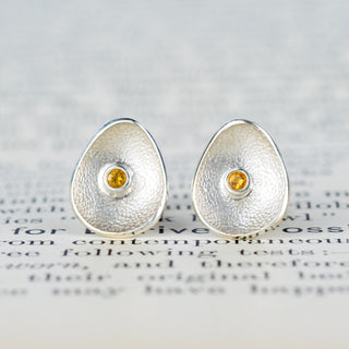 Sea Buttons Silver Birthstone Studs