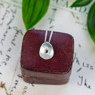 Sea Buttons January Birthstone Silver Garnet Pendant