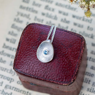 Sea Buttons December Birthstone Silver Blue Topaz Pendant