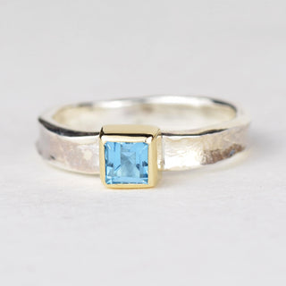 Gretel - Swiss Blue Topaz Square Storybook Ring