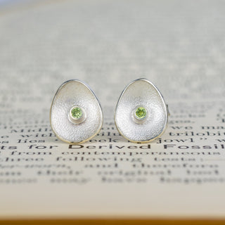 Sea Buttons Silver Birthstone Studs