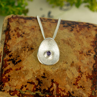 Sea Buttons February Birthstone Silver Amethyst Pendant