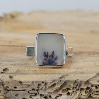 No. 110  - Silver Dendritic Agate Ring - Size K