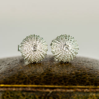 Sea Urchin Diamond Silver Studs