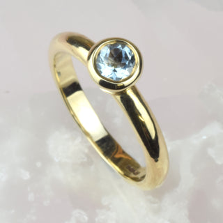 Aquamarine Gold Solitaire Ring