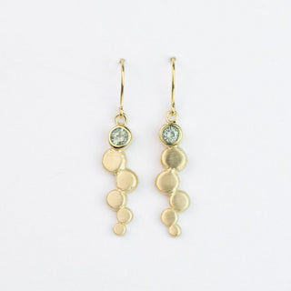 Teal Sapphire Gold Pebble Drop Earrings