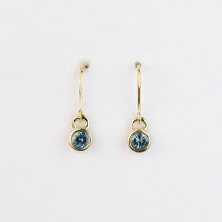 Teal Sapphire Gold Andromeda Hook Drop Earrings