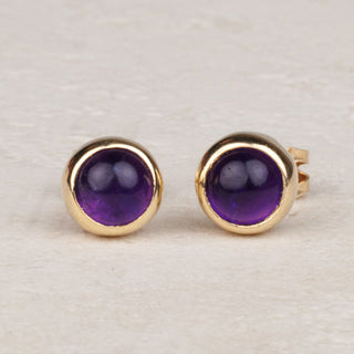 Gold Amethyst Gemstone Studs