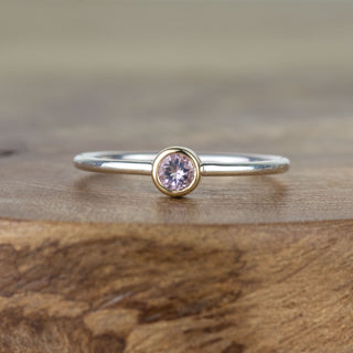 Andromeda Pastels - Morganite, Citrine, Tanzanite and Diamond Silver and Gold Stacking Ring Set