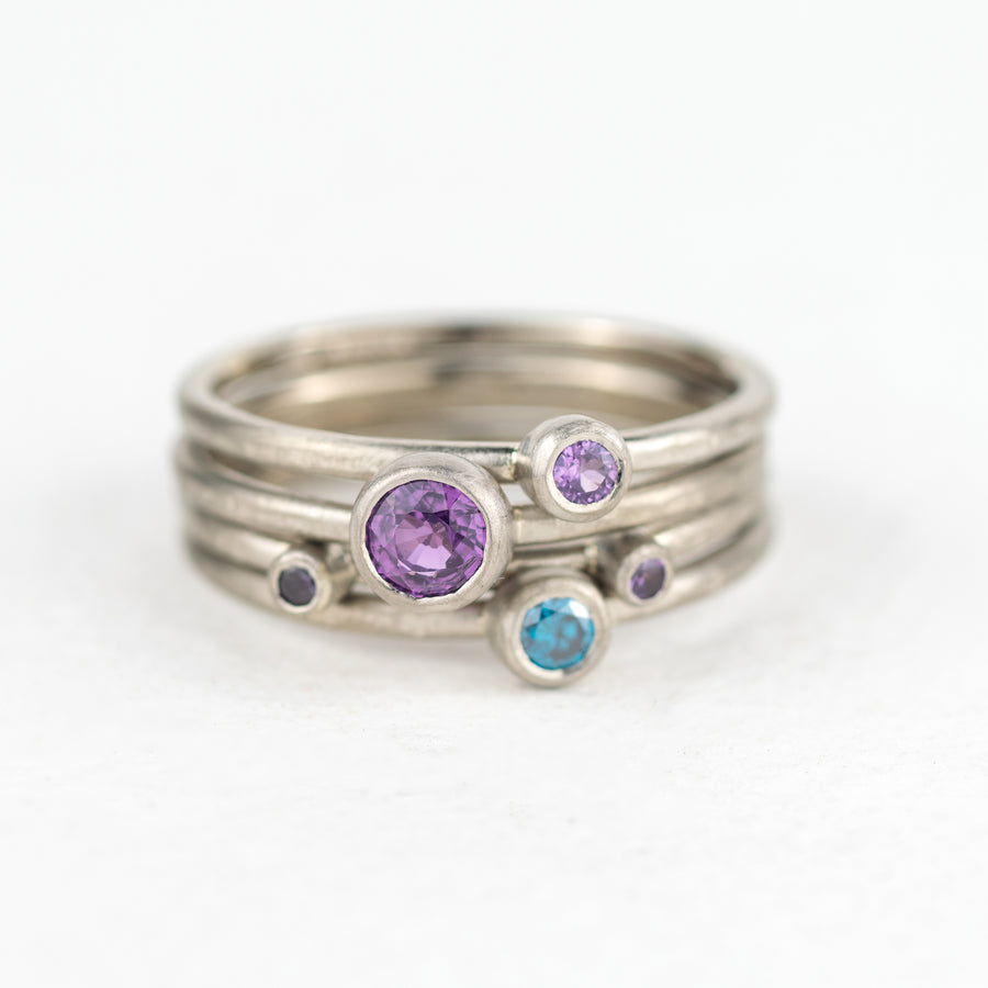 Chamaeleon - Purple Sapphire and Blue Diamond 18ct White Gold Stacking ...