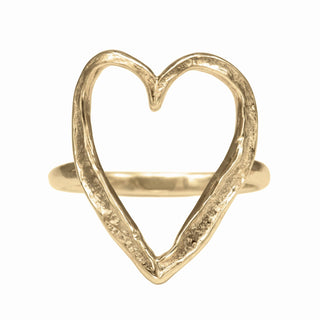 Large Gold Open Heart Ring