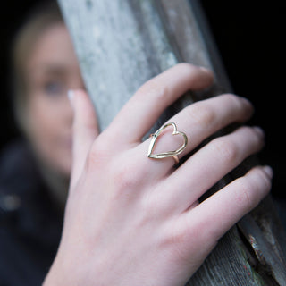 Large Gold Open Heart Ring