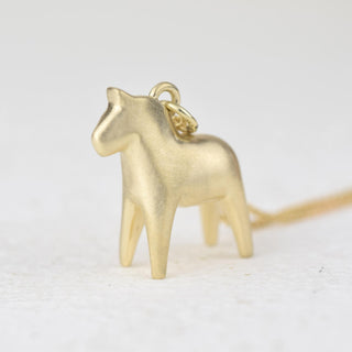 Large Gold Dala Horse Pendant