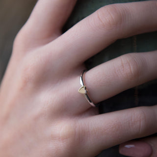 Lunar Solid Yellow Gold Heart Ring