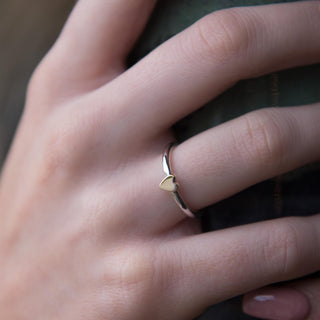 Lunar Silver And Rose Gold Heart Ring