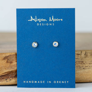 Moonstone Gold Solitaire Stud Earrings