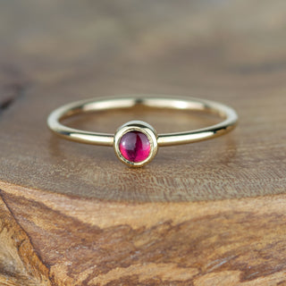 Pink Tourmaline Gold Stacking Ring