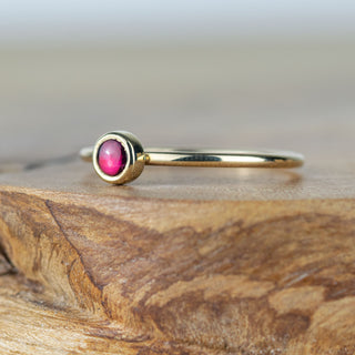 Pink Tourmaline Gold Stacking Ring