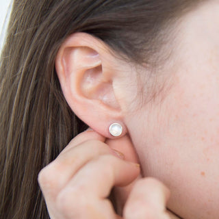 Moonstone Sterling Silver Gemstone Studs