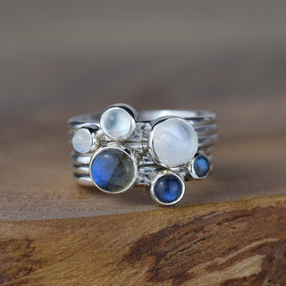 Snowdrift Moonstone Solid Nebula Ring