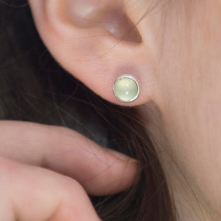 Prehnite Sterling Silver Gemstone Studs