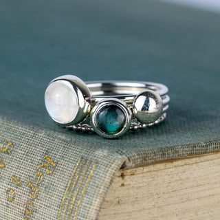 Mist: Moonstone and Labradorite Stacking Rings