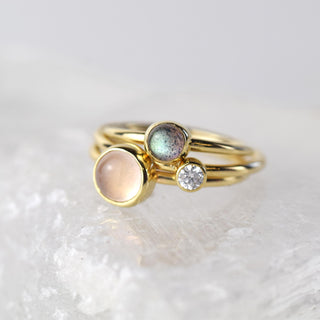 6mm Rose Quartz Solid Gold Stacking Ring