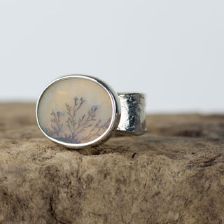 No.249 - Silver Dendritic Agate Ring - Size K